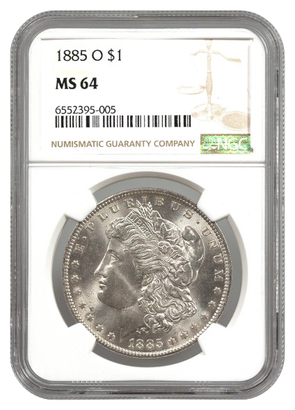 1885-O Morgan Dollar Obverse Slab MS64