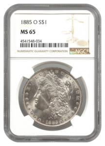 1885-O Morgan $1 NGC MS65