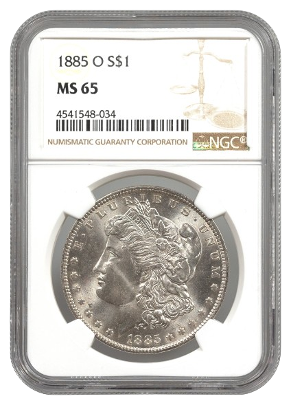 1885-O Morgan $1 NGC MS65