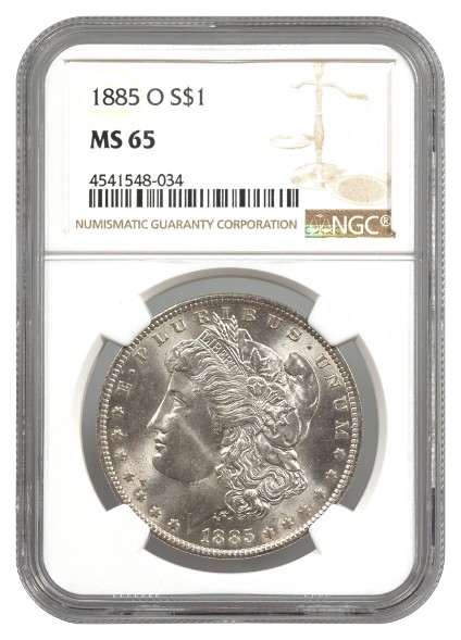 1885-O Morgan $1 NGC MS65