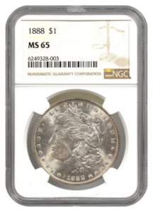 1888 Morgan $1 NGC MS65
