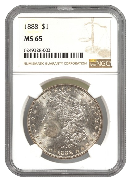 1888 Morgan $1 NGC MS65