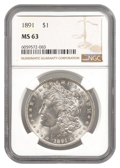 1891 Morgan $1 NGC MS63