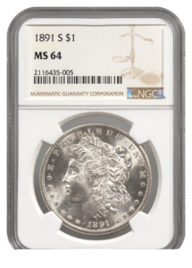 1891-S Morgan $1 NGC MS64