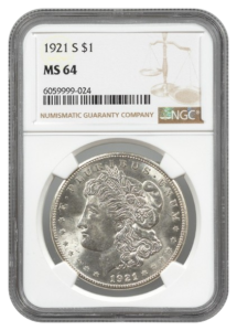1921-S Morgan $1 NGC MS64