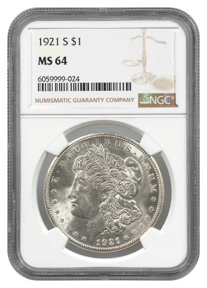 1921-S Morgan $1 NGC MS64