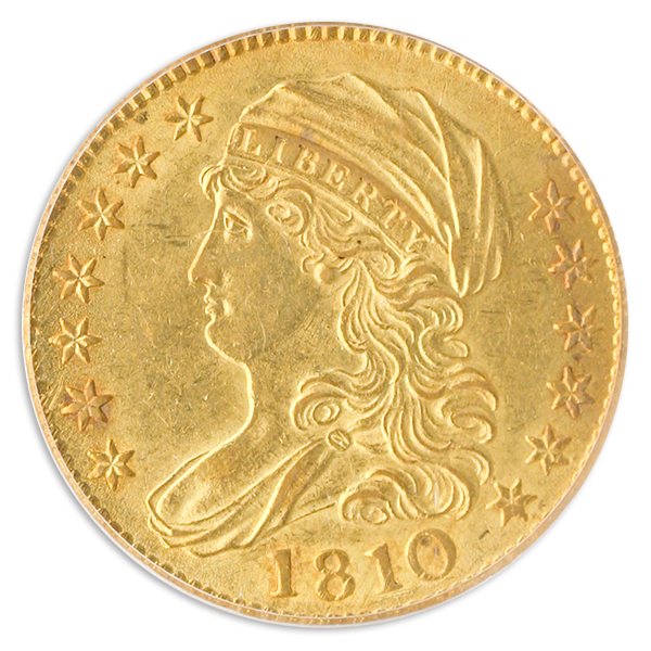 1810 $5 Capped Bust loose obverse on transparent background.