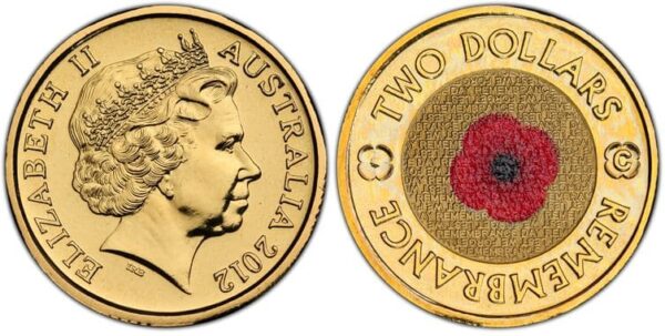 2012-C 2 dollars Remembrance Day Red Poppy