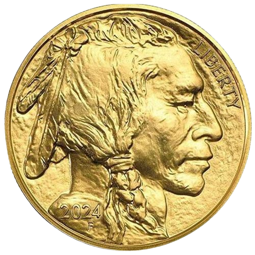 1 oz. Gold Buffalo coin obverse image on transparent background.