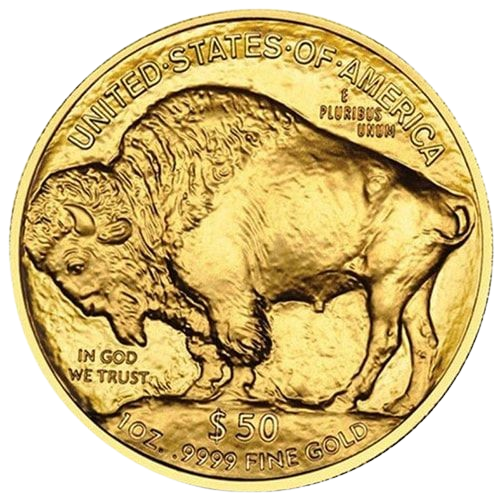 1 oz. Gold Buffalo coin reverse image on transparent background.