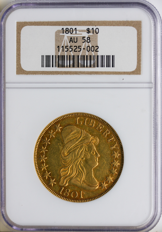 1801 $10 Draped Bust Large Eagle NGC AU58