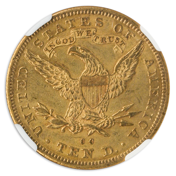 1893-CC $10 Liberty loose reverse on transparent background.