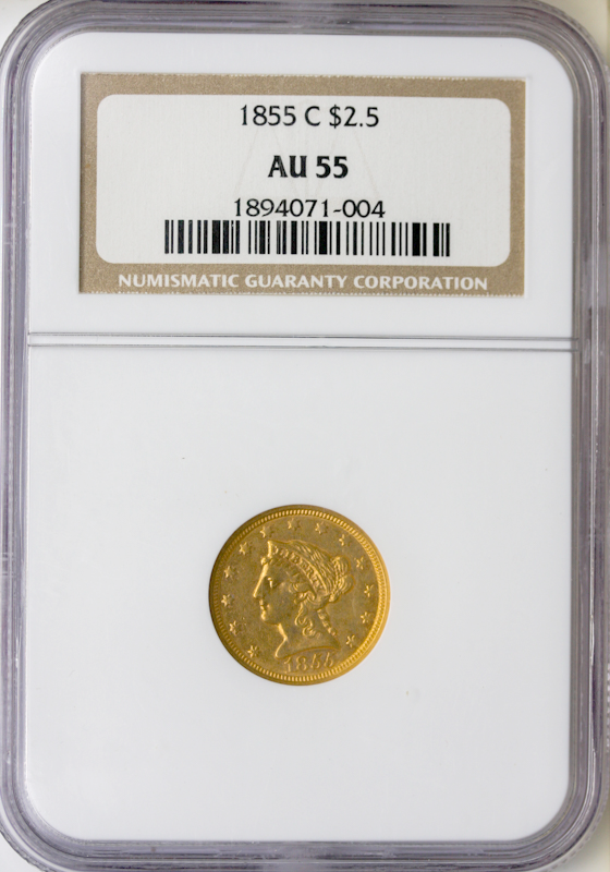 1855-C $2.50 Liberty NGC AU55
