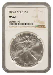 2004 1 oz Silver Eagle NGC MS69
