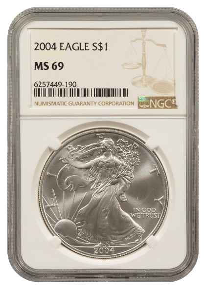 2004 1 oz Silver Eagle NGC MS69