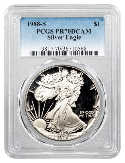 1988-S 1 oz Silver American Eagle PCGS PR70DCAM