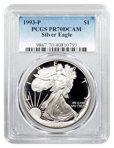 1993-P 1 oz Silver American Eagle PCGS PR70DCAM