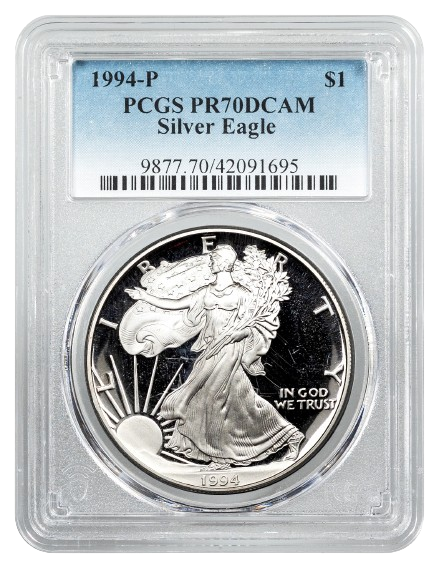 1994-P 1 oz Silver American Eagle PCGS PR70DCAM