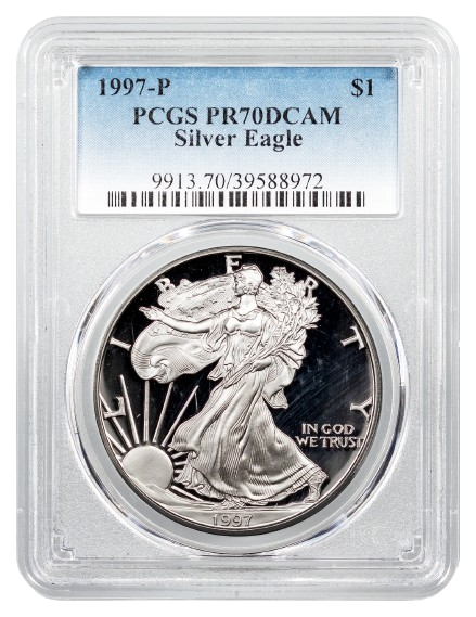 1997-P 1 oz Silver American Eagle PCGS PR70DCAM