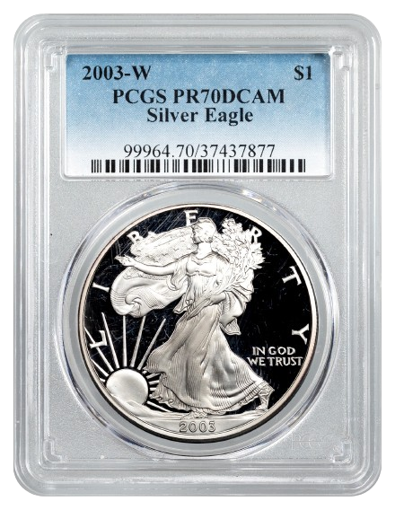 2003-W 1 oz Silver American Eagle PCGS PR70DCAM