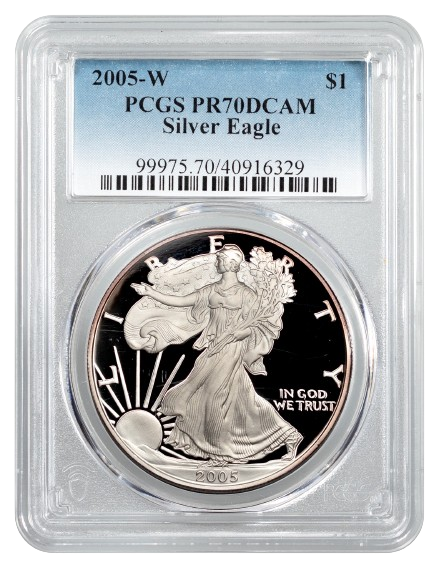2005-W 1 oz American Silver Eagle PCGS PR70DCAM