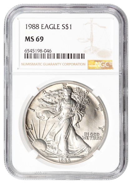 1988 1 oz Silver Eagle NGC MS69