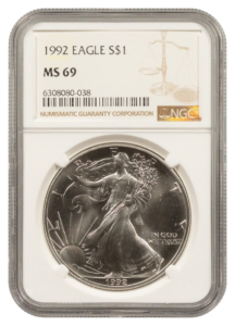 1992 1 oz Silver Eagle NGC MS69