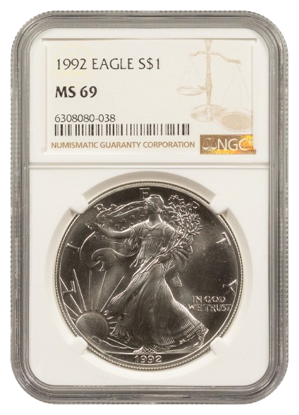 1992 1 oz Silver Eagle NGC MS69