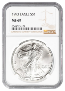 1993 1 oz Silver Eagle NGC MS69