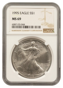1995 1 oz Silver Eagle NGC MS69