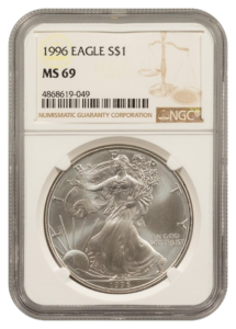1996 1 oz American Silver Eagle NGC MS69