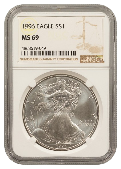 1996 1 oz American Silver Eagle NGC MS69