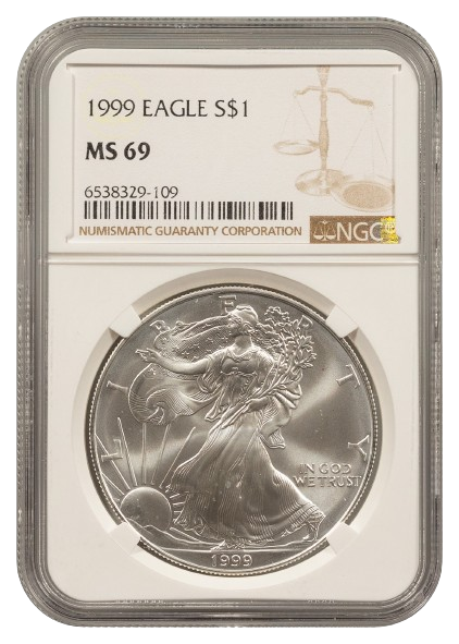 1999 1 oz American Silver Eagle NGC MS69