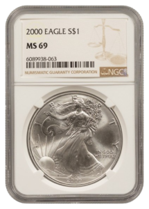 2000 1 oz Silver Eagle NGC MS69