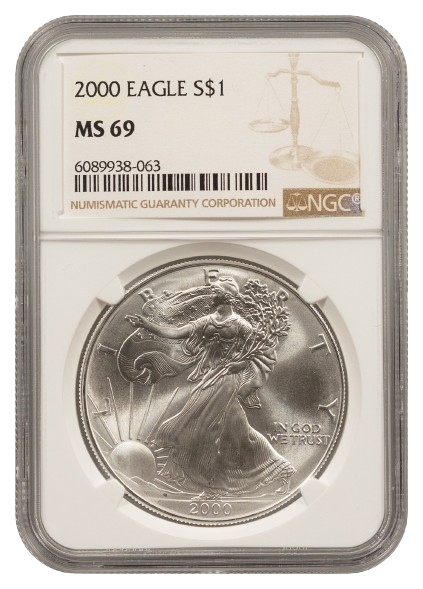 2000 1 oz Silver Eagle NGC MS69