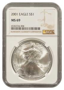 2001 1 oz Silver Eagle NGC MS69