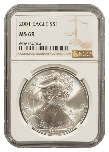 2001 1 oz Silver Eagle NGC MS69