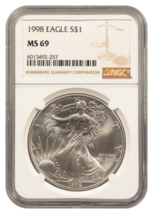 1998 1 oz Silver Eagle NGC MS69