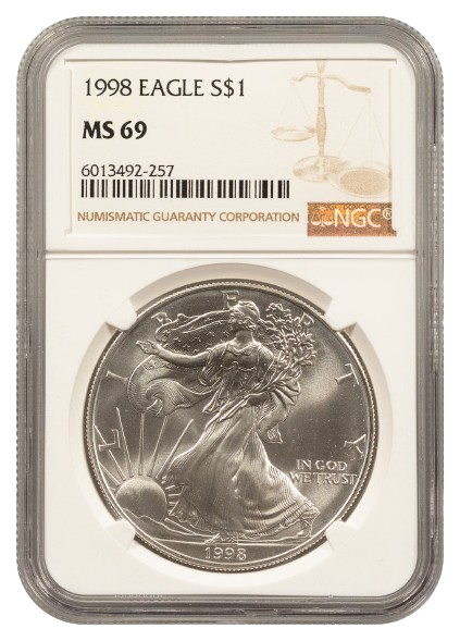 1998 1 oz Silver Eagle NGC MS69