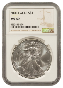 2002 1 oz Silver Eagle NGC MS69