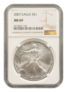 2007 1 oz Silver Eagle NGC MS69