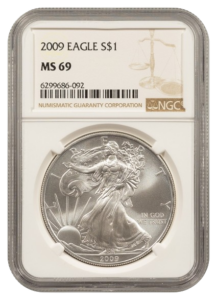 2009 1 oz Silver Eagle NGC MS69