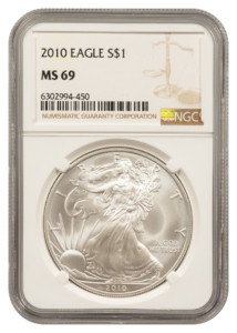 2010 1 oz Silver Eagle NGC MS69