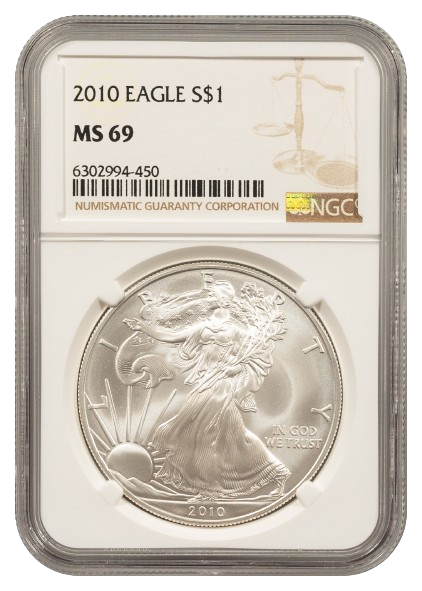 2010 1 oz Silver Eagle NGC MS69