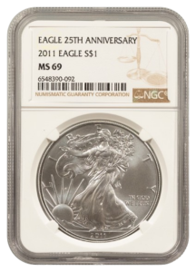 2011 1 oz Silver Eagle NGC MS69