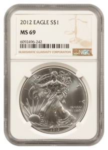 2012 1 oz Silver Eagle NGC MS69