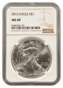 2013 1 oz Silver Eagle NGC MS69