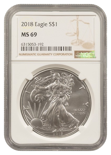 2018 1 oz Silver Eagle NGC MS69