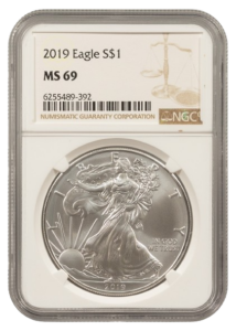 2019 1 oz Silver Eagle NGC MS69