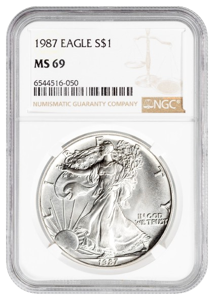 1987 1 oz Silver Eagle NGC MS69